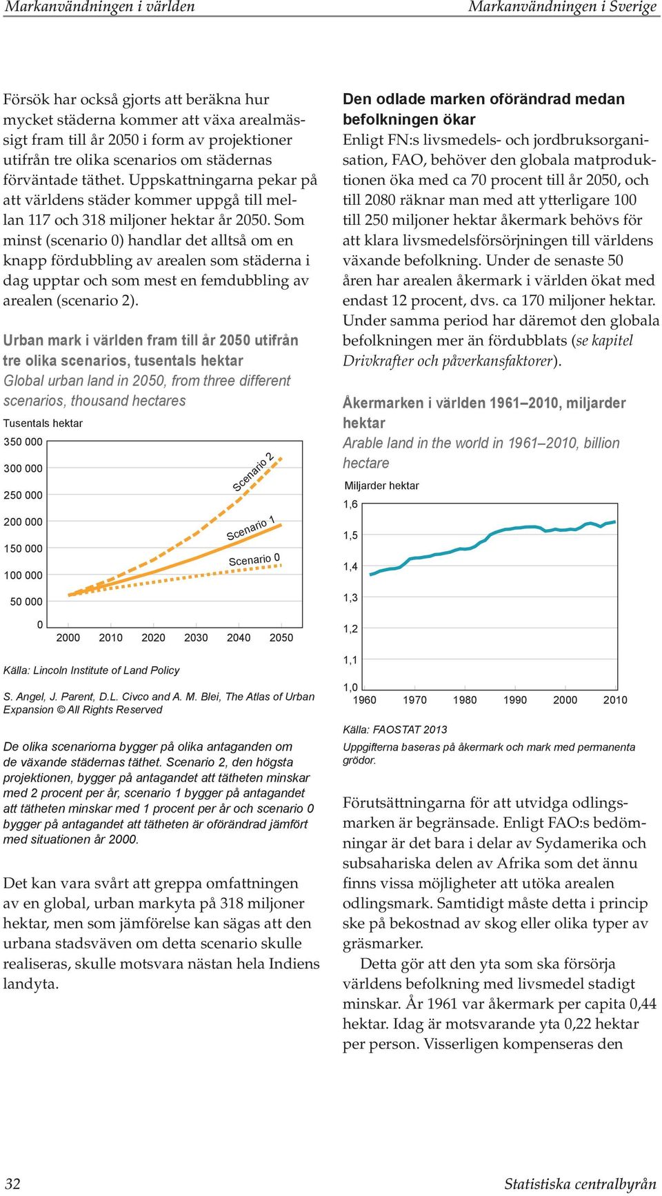 Som minst (scenario 0) handlar det alltså om en knapp fördubbling av arealen som städerna i dag upptar och som mest en femdubbling av arealen (scenario 2).