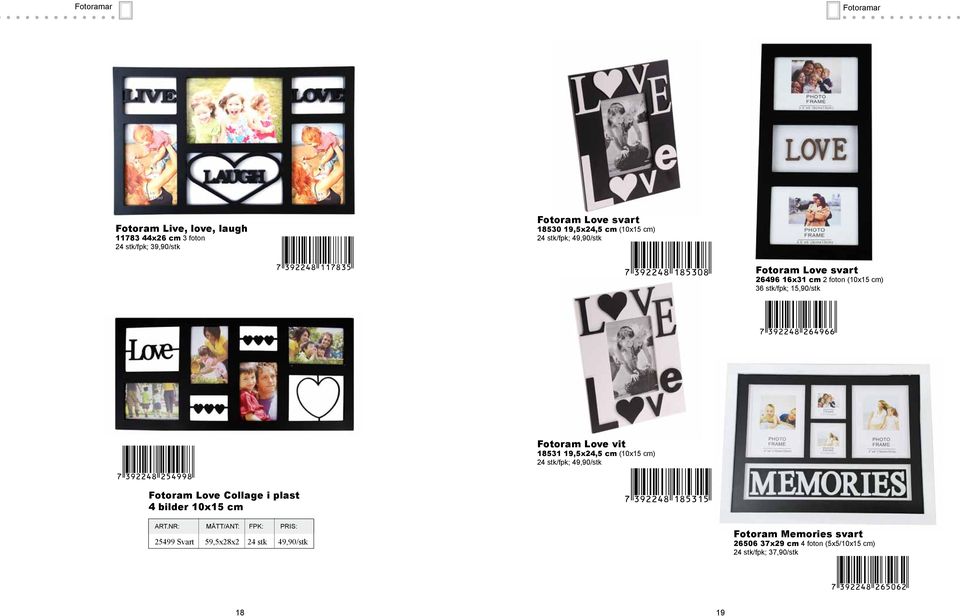 Fotoram Love vit 18531 19,5x24,5 cm (10x15 cm) Fotoram Love Collage i plast 4 bilder 10x15 cm 25499