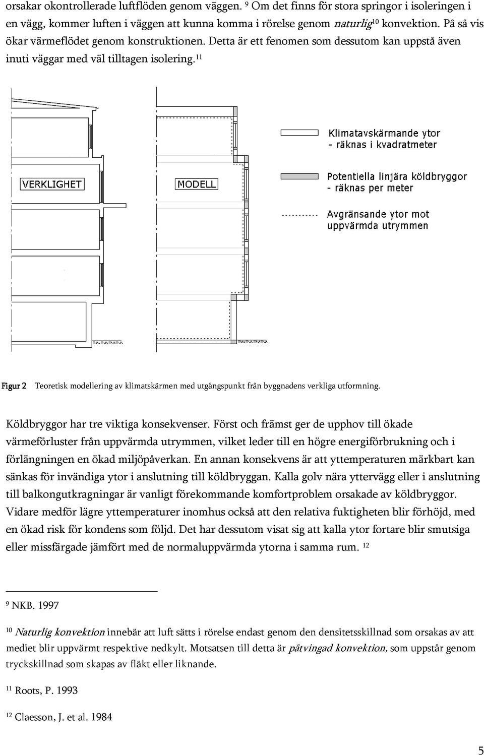 11 Figur 2 Teoretisk modellering av klimatskärmen med utgångspunkt från byggnadens verkliga utformning. Köldbryggor har tre viktiga konsekvenser.