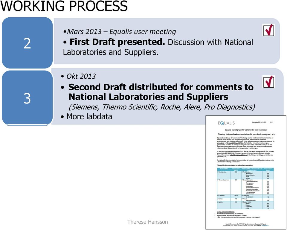 Alere, Pro Diagnostics) More labdata Mars 2014 Equalis user meeting Final recommendation was presented.