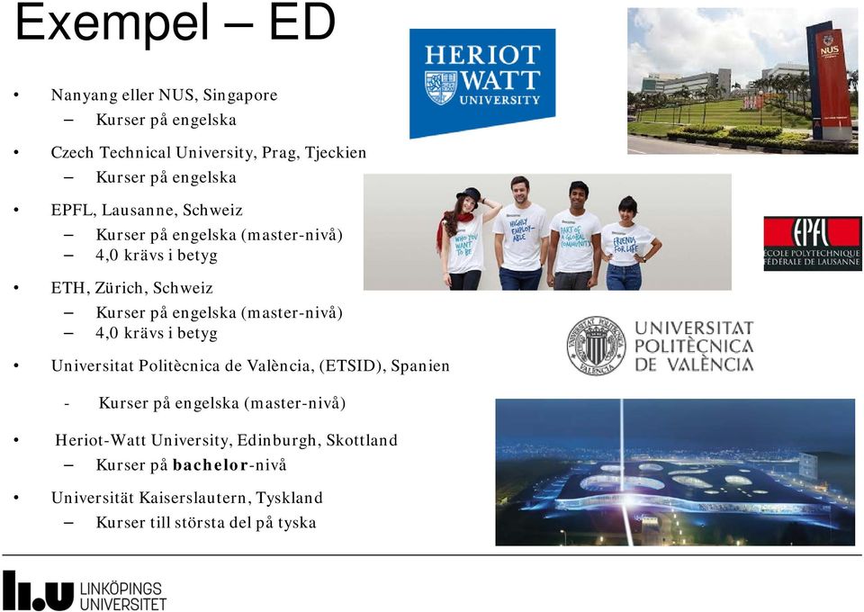 (master-nivå) 4,0 krävs i betyg Universitat Politècnica de València, (ETSID), Spanien - Kurser på engelska (master-nivå)