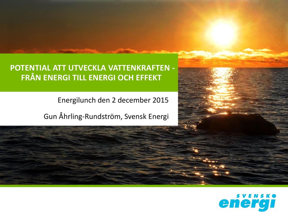 ENERGI OCH EFFEKT Energilunch den 2