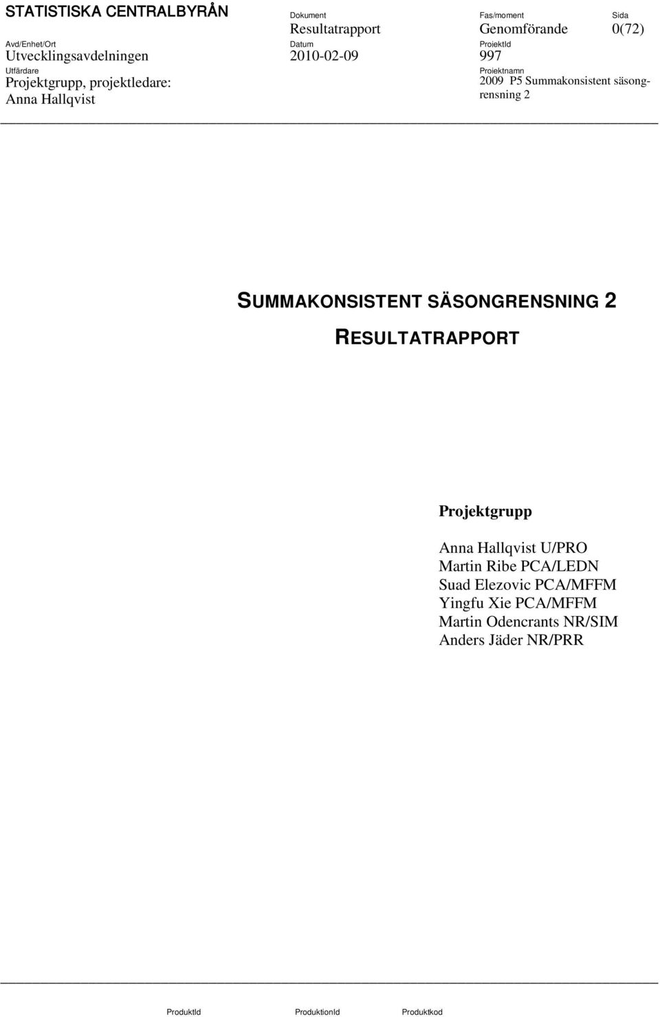 RESULTATRAPPORT Projektgrupp U/PRO Martin Ribe PCA/LEDN Suad Elezovic