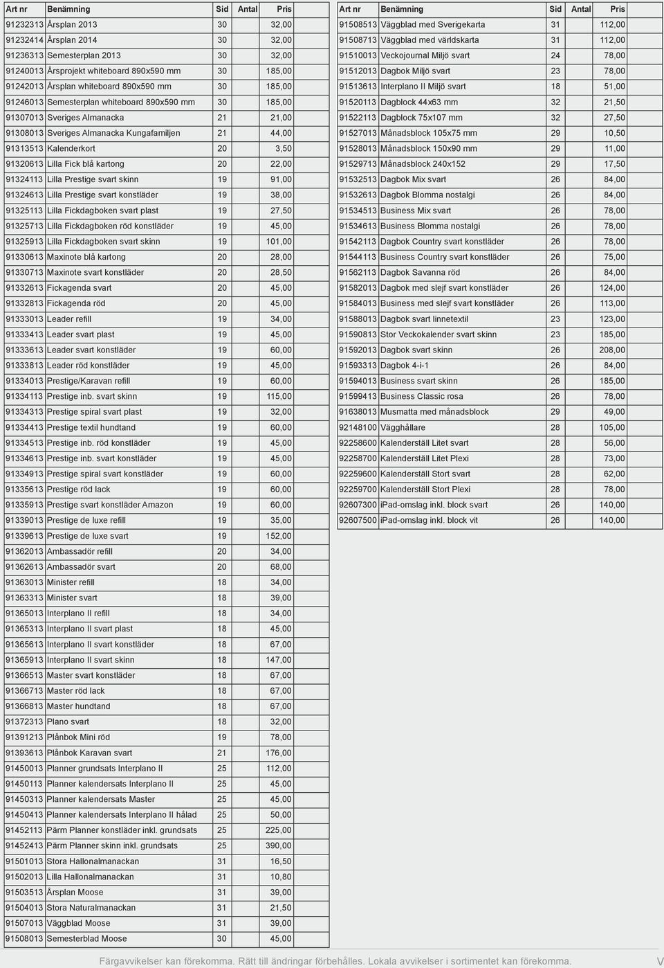 kartong 20 22,00 91324113 Lilla Prestige svart skinn 19 91,00 91324613 Lilla Prestige svart konstläder 19 38,00 91325113 Lilla Fickdagboken svart plast 19 27,50 91325713 Lilla Fickdagboken röd