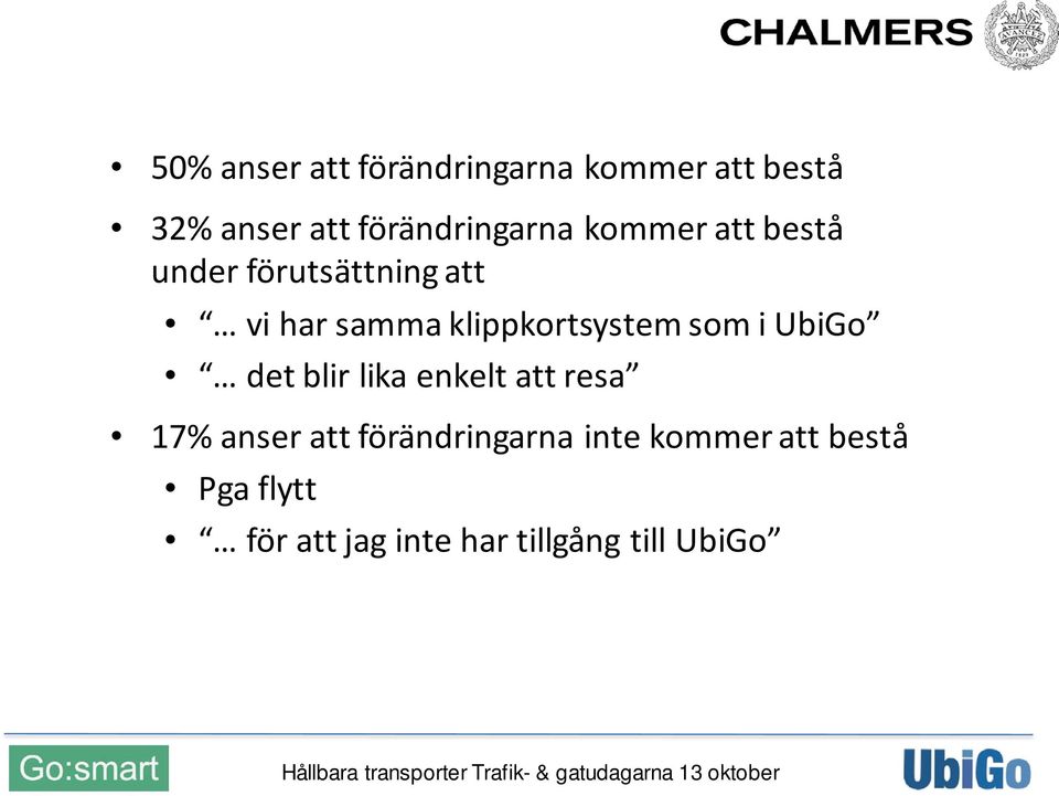 klippkortsystem som i UbiGo det blir lika enkelt att resa 17% anser att