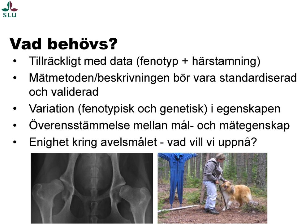 Mätmetoden/beskrivningen bör vara standardiserad och validerad