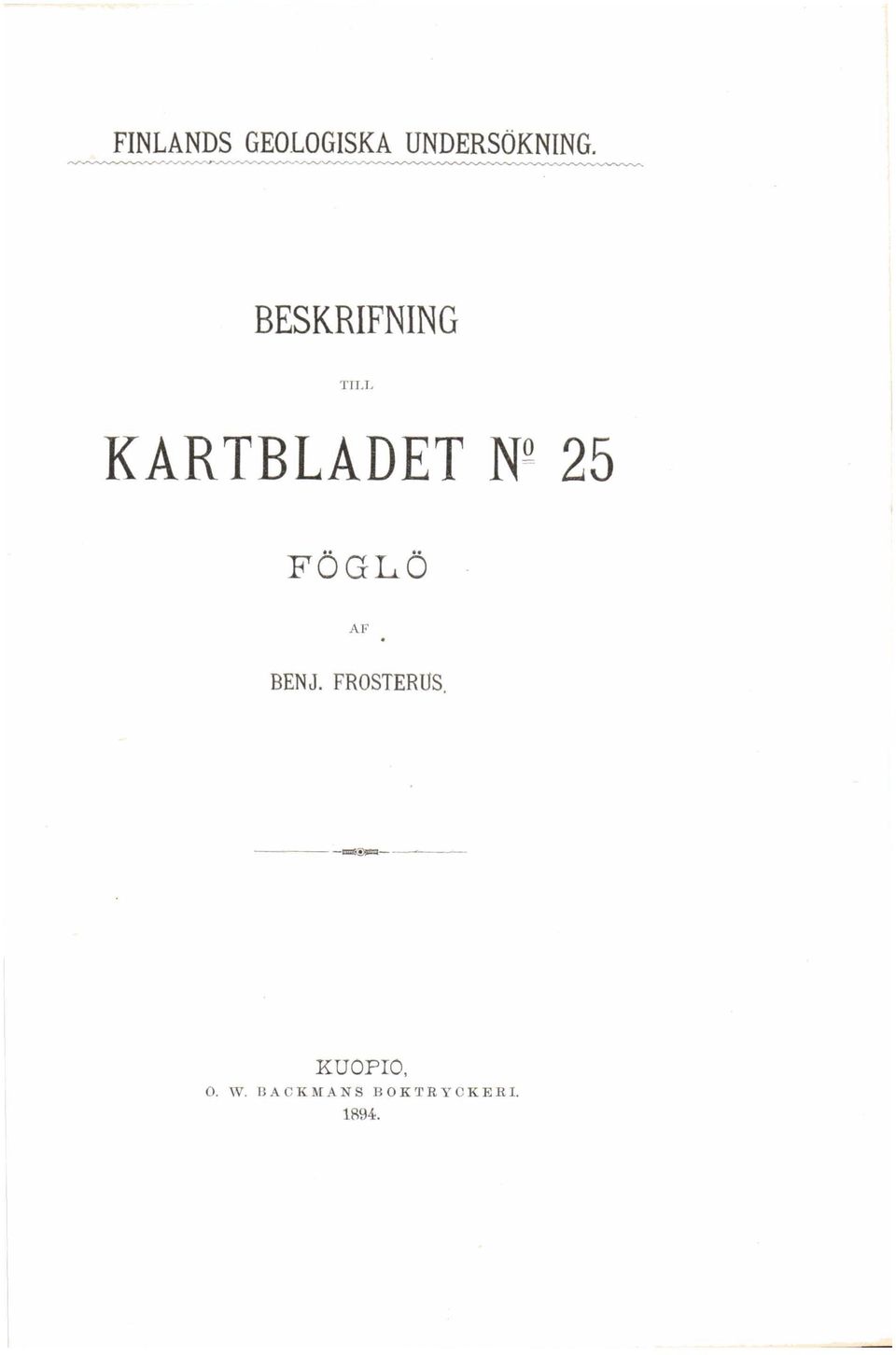 KARTBLADET N 25 FÖGLÖ AF BENJ.