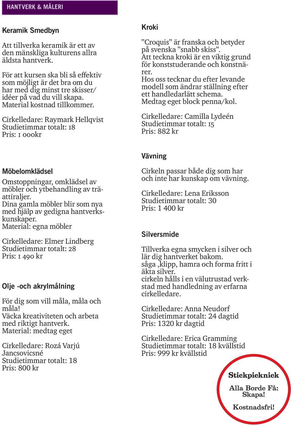 Cirkelledare: Raymark Hellqvist Studietimmar totalt: 18 Pris: 1 000kr Kroki Croquis är franska och betyder på svenska snabb skiss.