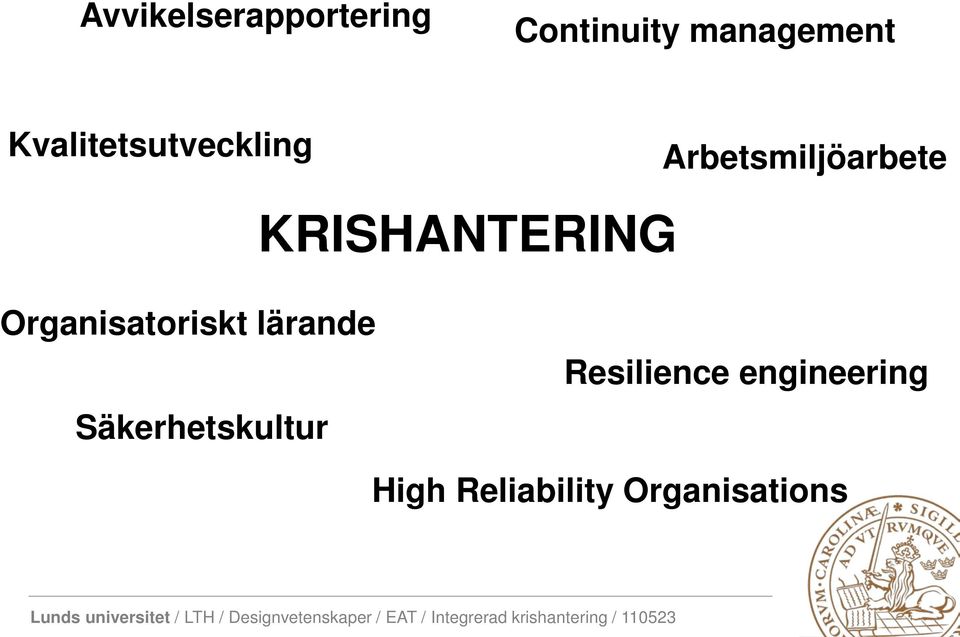 KRISHANTERING Organisatoriskt lärande