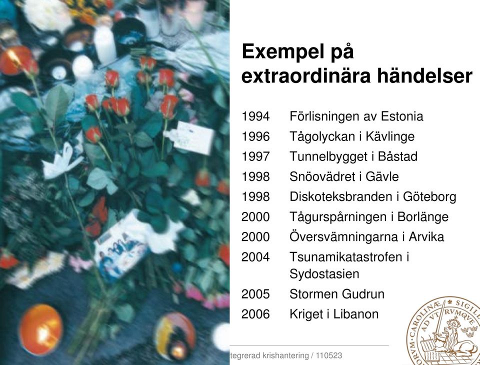 Diskoteksbranden i Göteborg 2000 Tågurspårningen i Borlänge 2000