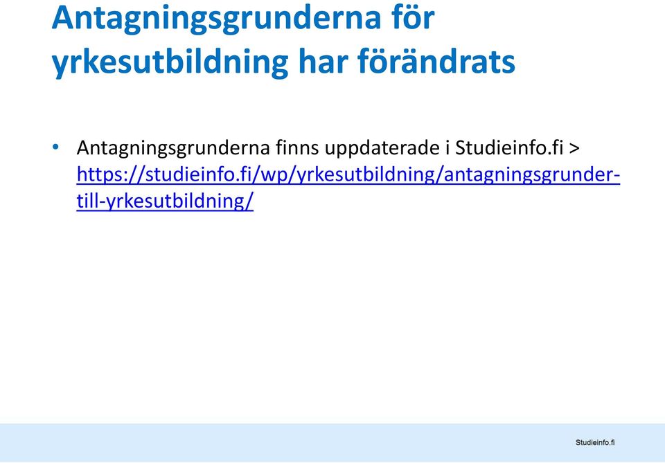 uppdaterade i Studieinfo.