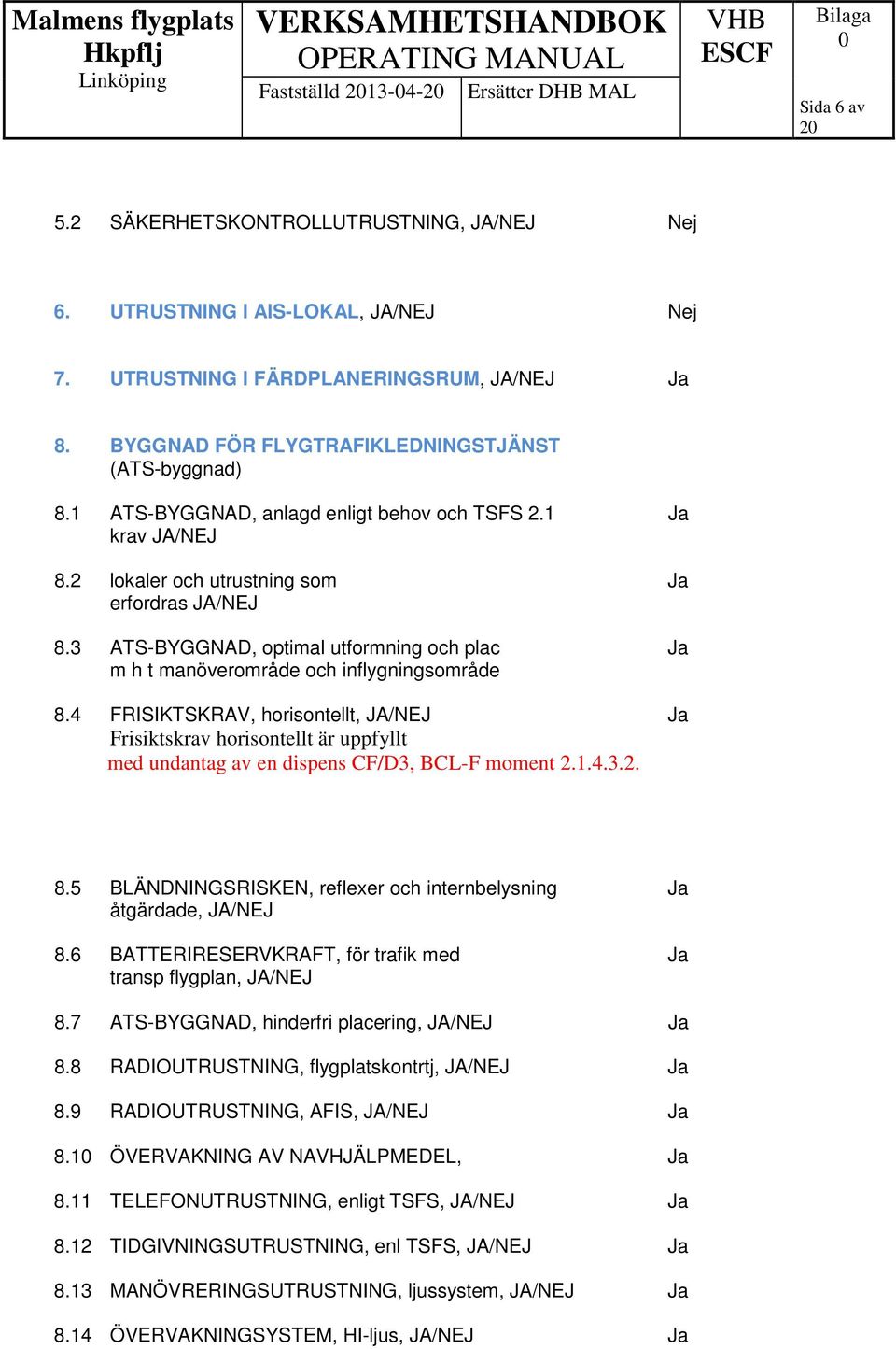 3 ATS-BYGGNAD, optimal utformning och plac m h t manöverområde och inflygningsområde 8.