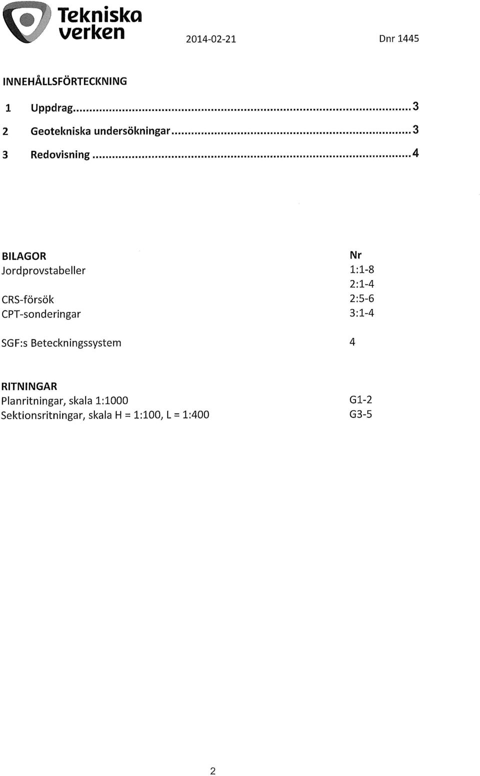 1:1-8 2:1-4 CRS-försök 2:5-6 CPT-sonderingar 3:1-4 SGF:s Beteckningssystem 4