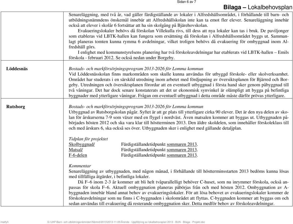 Evakueringslokaler behövs då förskolan Villekulla rivs, till dess att nya lokaler kan tas i bruk.