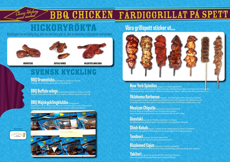 BBQ Buffalo wingsdelad kycklingvinge, levereras i lösvikt Populär både på festival, butik och i baren, serveras med eller utan sås. BBQ MajskycklingklubbaFärdigglazad.