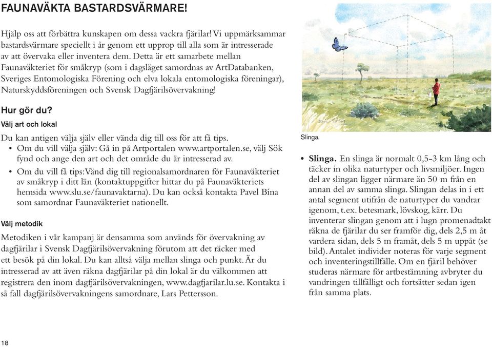 Detta är ett samarbete mellan Faunaväkteriet för småkryp (som i dagsläget samordnas av ArtDatabanken, Sveriges Entomologiska Förening och elva lokala entomologiska föreningar), Naturskyddsföreningen