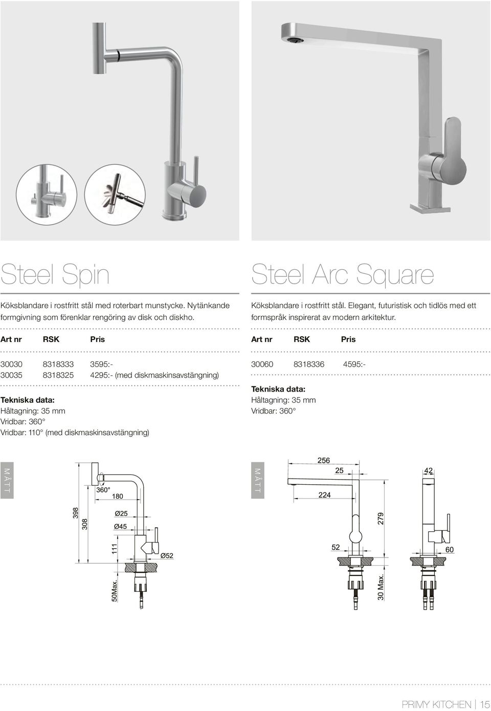 Steel Arc Square Köksblandare i rostfritt stål.