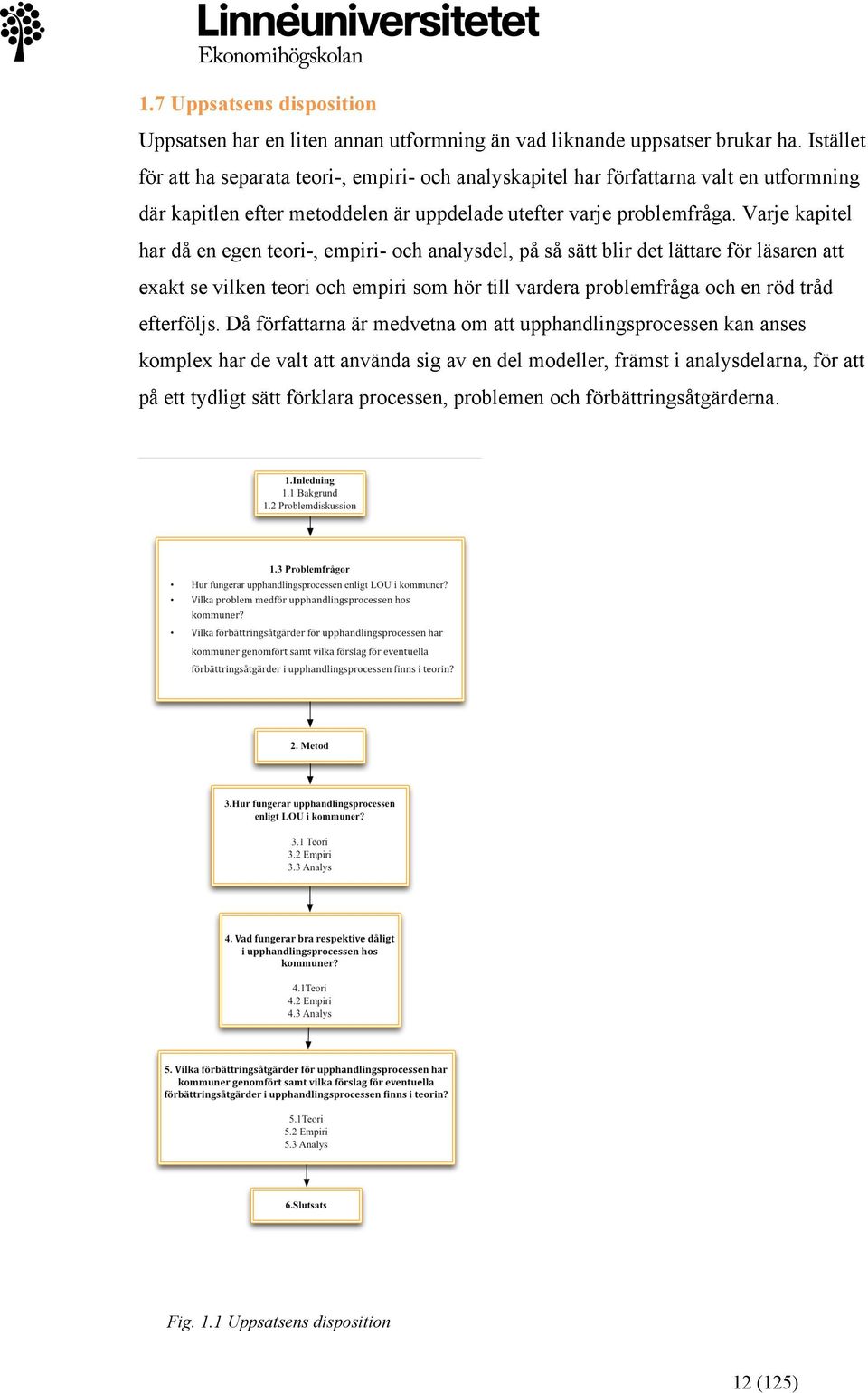 Varje kapitel har då en egen teori-, empiri- och analysdel, på så sätt blir det lättare för läsaren att exakt se vilken teori och empiri som hör till vardera problemfråga och en röd