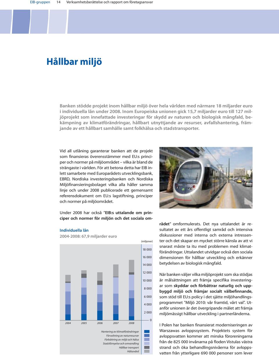 resrser, avfallshantering, främjande av ett hållbart samhälle samt folkhälsa och stadstransporter.