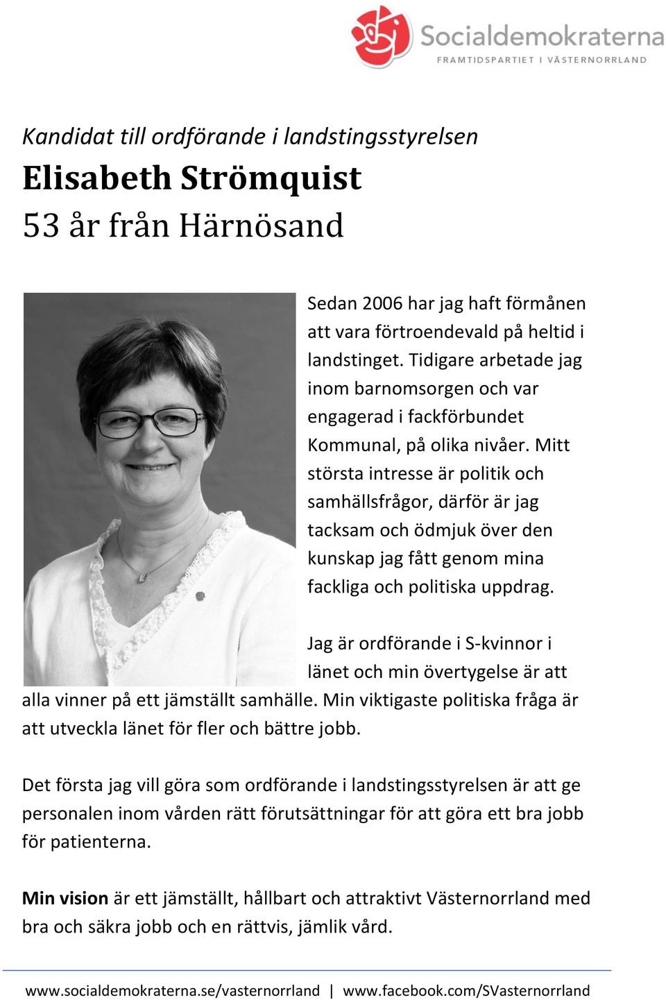 Mitt största intresse är politik och samhällsfrågor, därför är jag tacksam och ödmjuk över den kunskap jag fått genom mina fackliga och politiska uppdrag.