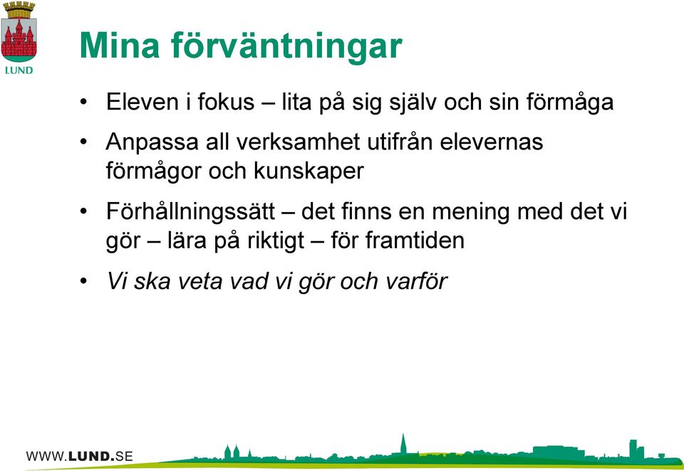 kunskaper Förhållningssätt det finns en mening med det vi gör