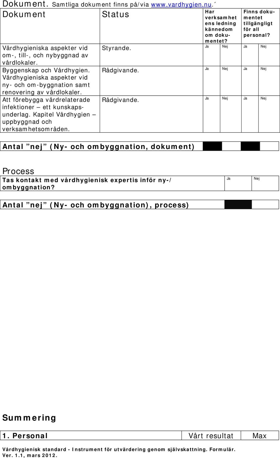 Att förebygga vårdrelaterade infektioner ett kunskapsunderlag. Kapitel Vårdhygien uppbyggnad och verksamhetsområden.