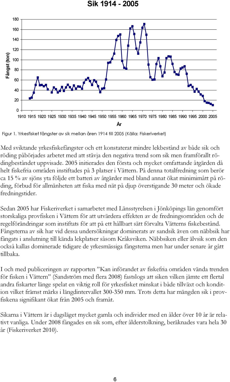 stävja den negativa trend som sik men framförallt rödingbeståndet uppvisade. 2005 initierades den första och mycket omfattande åtgärden då helt fiskefria områden instiftades på 3 platser i Vättern.