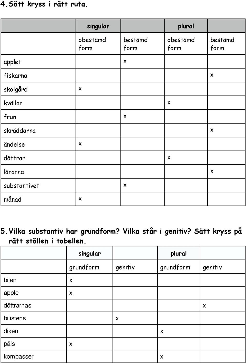 kvällar frun skräddarna ändelse döttrar lärarna substantivet månad 5.