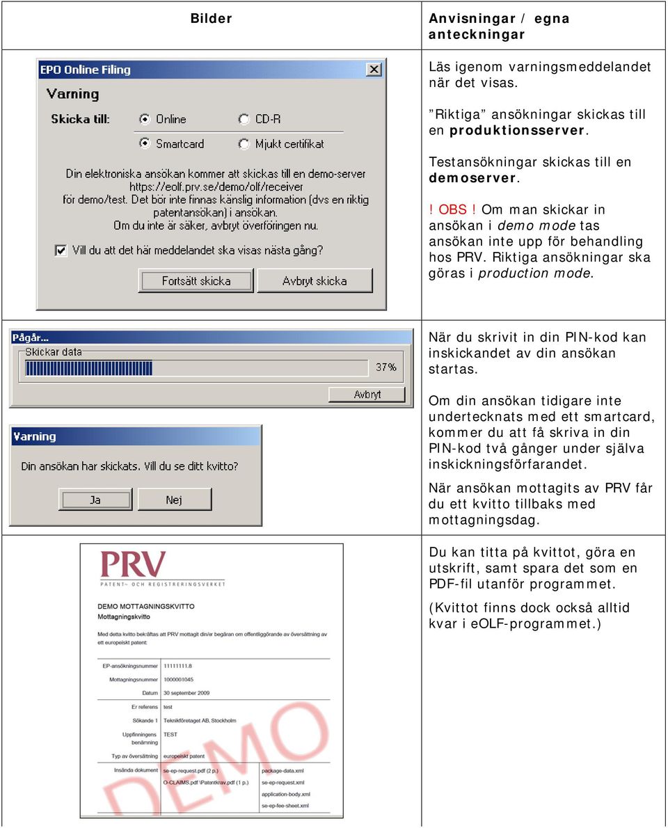 När du skrivit in din PIN-kod kan inskickandet av din ansökan startas.