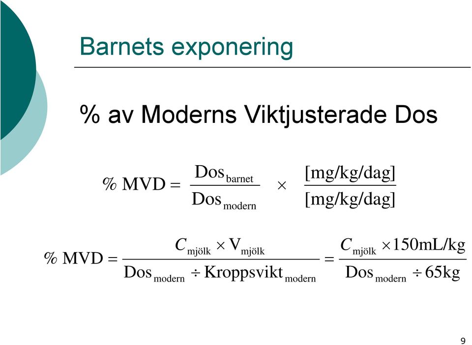 [mg/kg/dag] % MVD = Dos C modern mjölk V mjölk