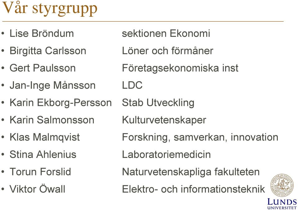Salmonsson Kulturvetenskaper Klas Malmqvist Forskning, samverkan, innovation Stina Ahlenius