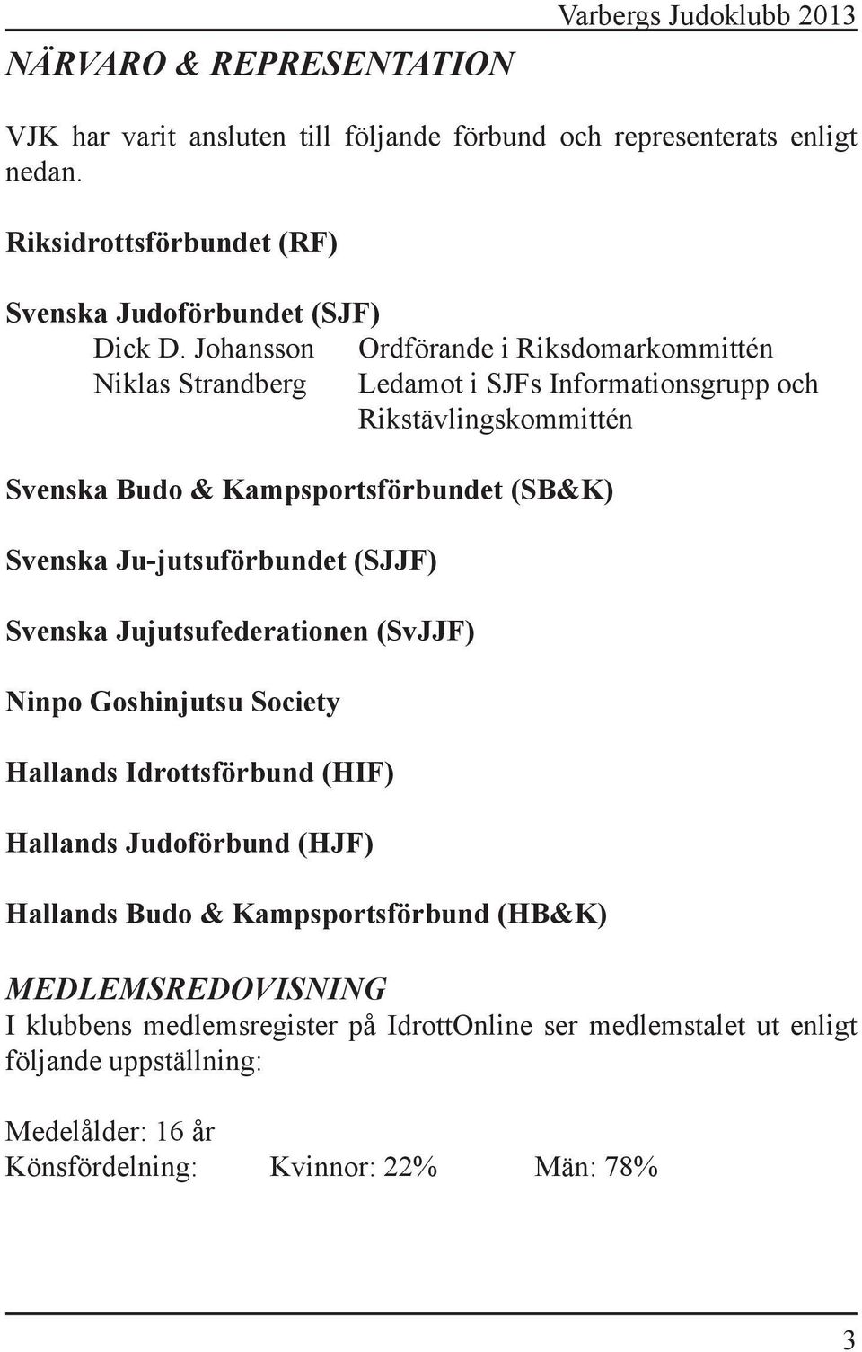 Johansson Ordförande i Riksdomarkommittén Niklas Strandberg Ledamot i SJFs Informationsgrupp och Rikstävlingskommittén Svenska Budo & Kampsportsförbundet (SB&K) Svenska