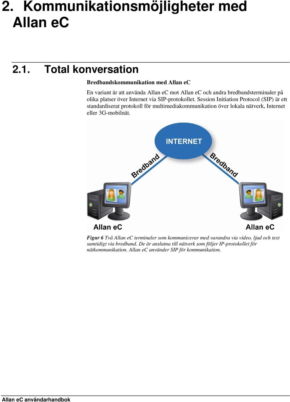 över Internet via SIP-protokollet.