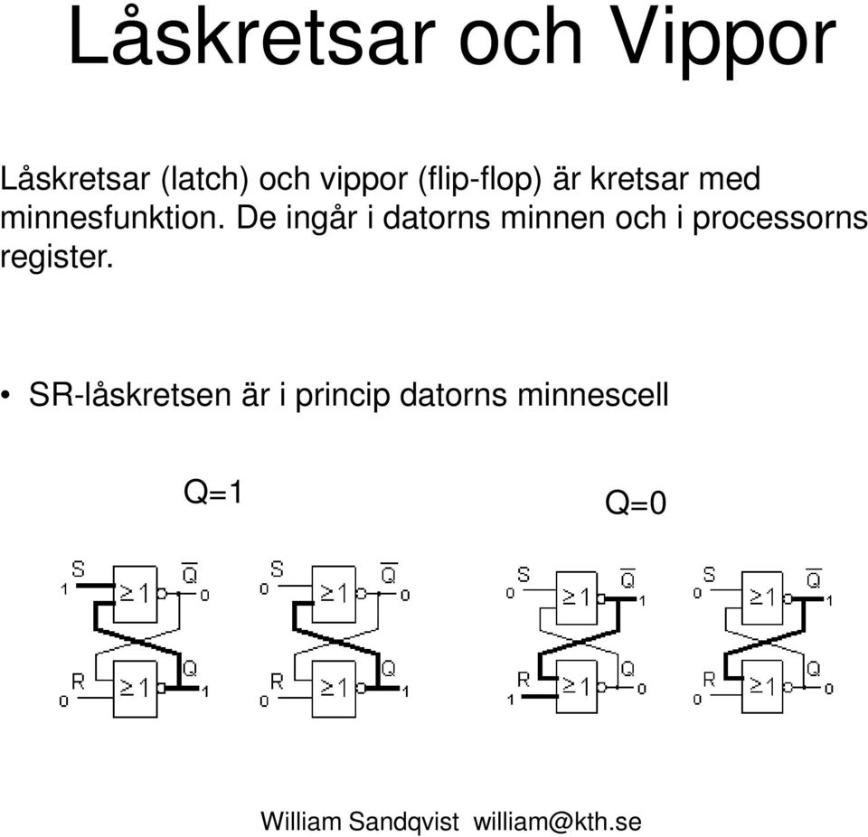 De ingår i datorns minnen och i processorns