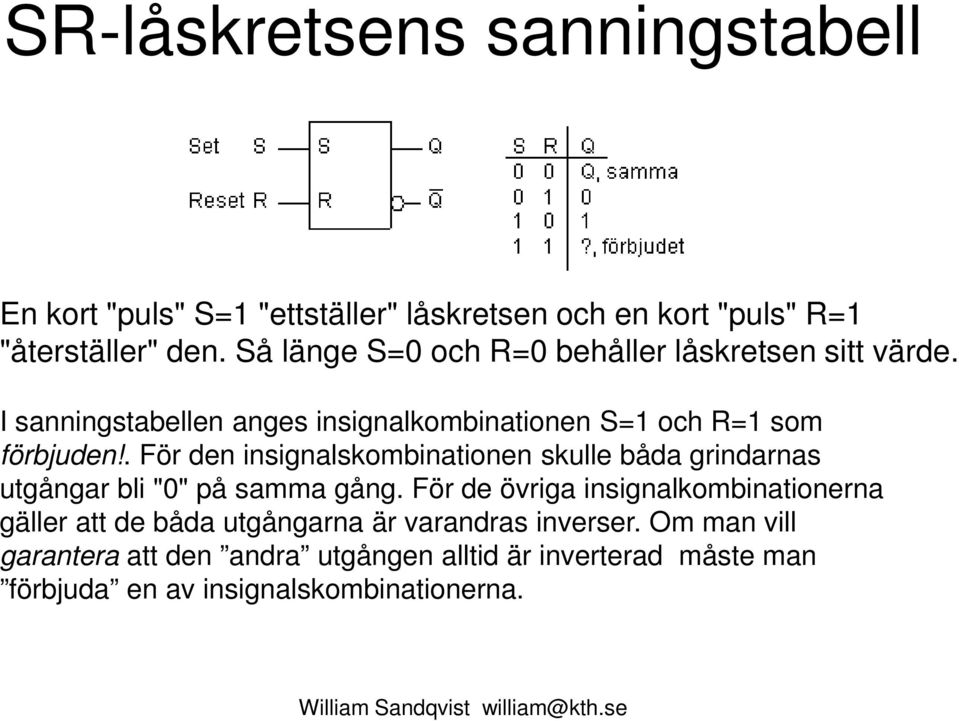 . För den insignalskombinationen skulle båda grindarnas utgångar bli "0" på samma gång.