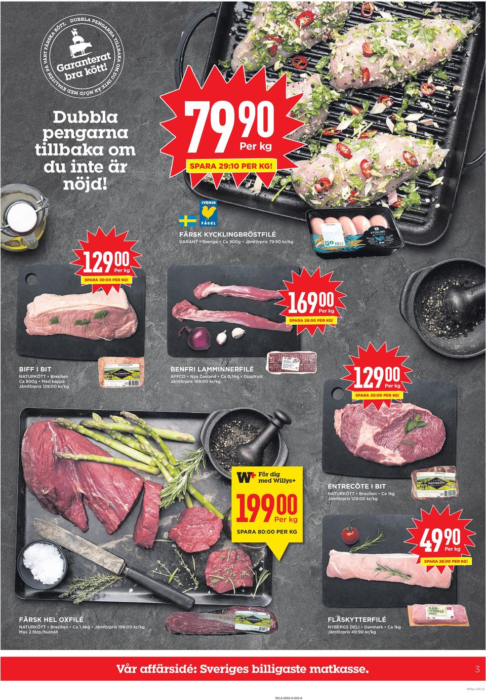 BIff I BIT BeNfrI LaMMINNerfILÉ NATURKÖTT Brasilien Ca 8g Med kappa Jämförpris 129: kr/kg AFFCO Nya Zeeland Ca 0,5kg Djupfryst Jämförpris 169: kr/kg 129