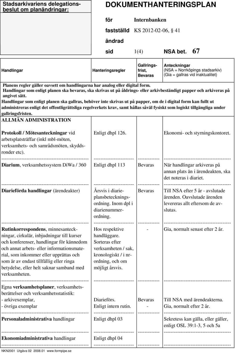 som enligt planen ska gallras, behöver inte skrivas ut på papper, om de i digital form kan fullt ut administreras enligt det offentligrättsliga regelverkets krav, samt hållas såväl fysiskt som