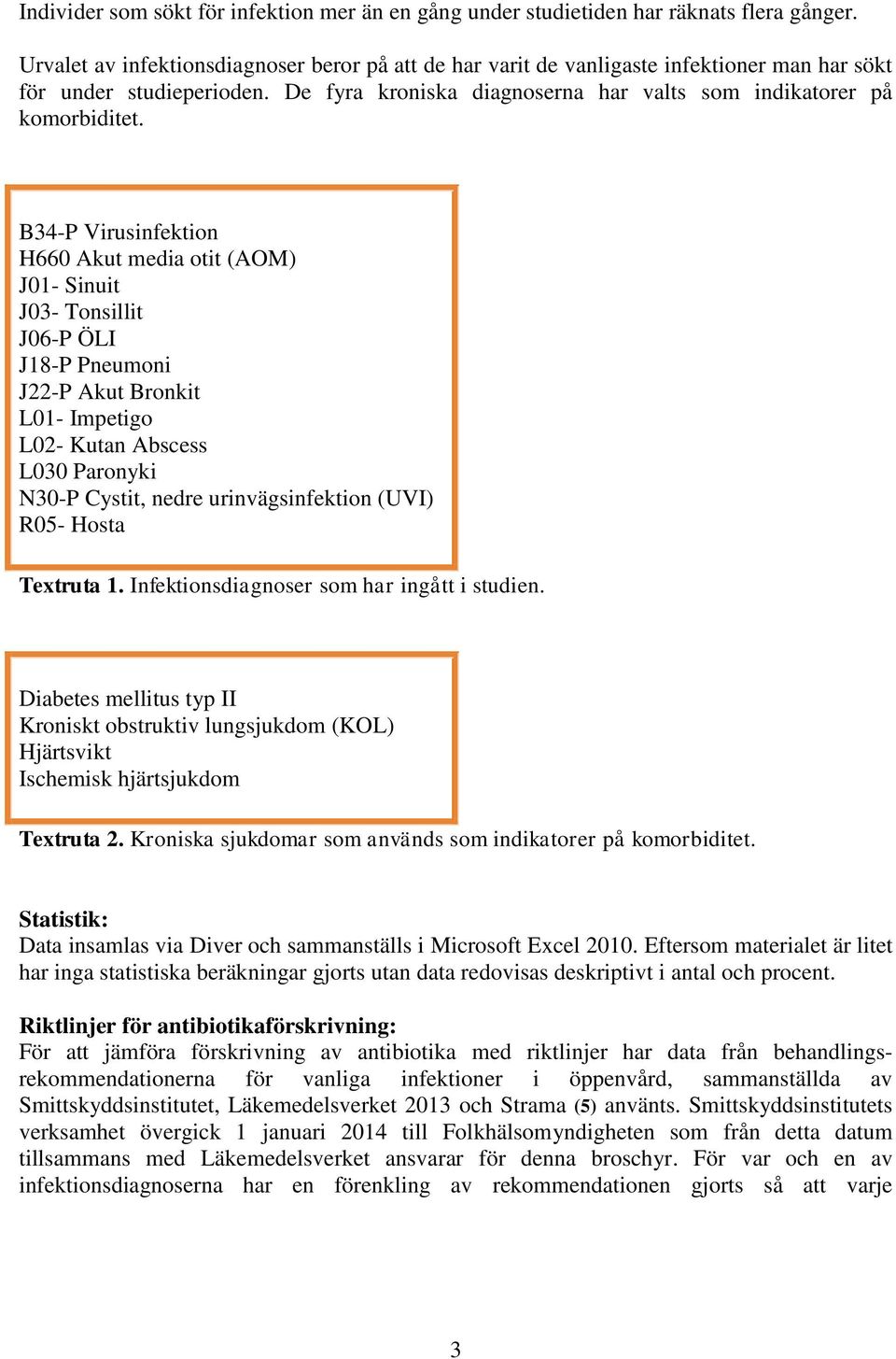 B34-P Virusinfektion H660 Akut media otit (AOM) J01- Sinuit J03- Tonsillit J06-P ÖLI J18-P Pneumoni J22-P Akut Bronkit L01- Impetigo L02- Kutan Abscess L030 Paronyki N30-P Cystit, nedre