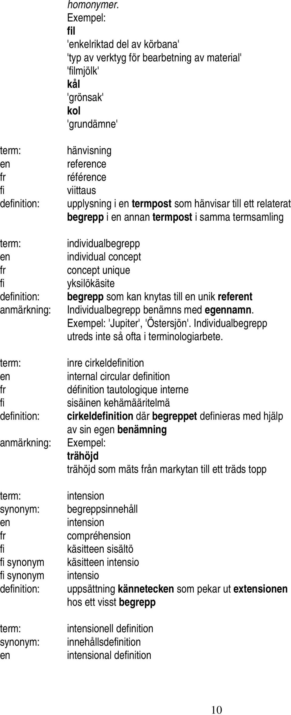 viittaus upplysning i termpost som hänvisar till ett relaterat begrepp i annan termpost i samma termsamling individualbegrepp individual concept concept unique yksilökäsite begrepp som kan knytas