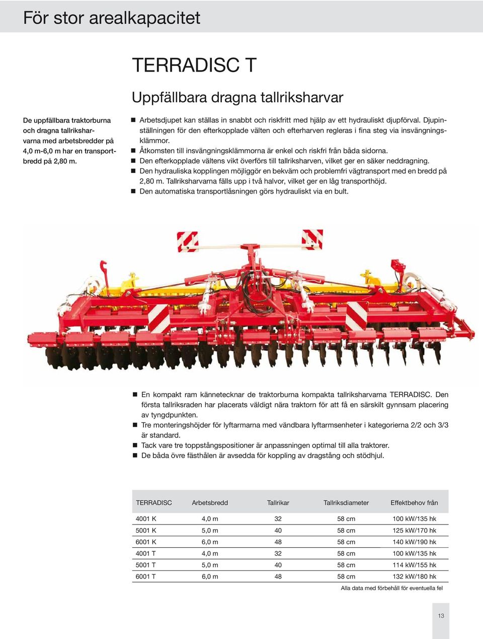 Åtkomsten till insvängningsklämmorna är enkel och riskfri från båda sidorna. Den efterkopplade vältens vikt överförs till tallriksharven, vilket ger en säker neddragning.