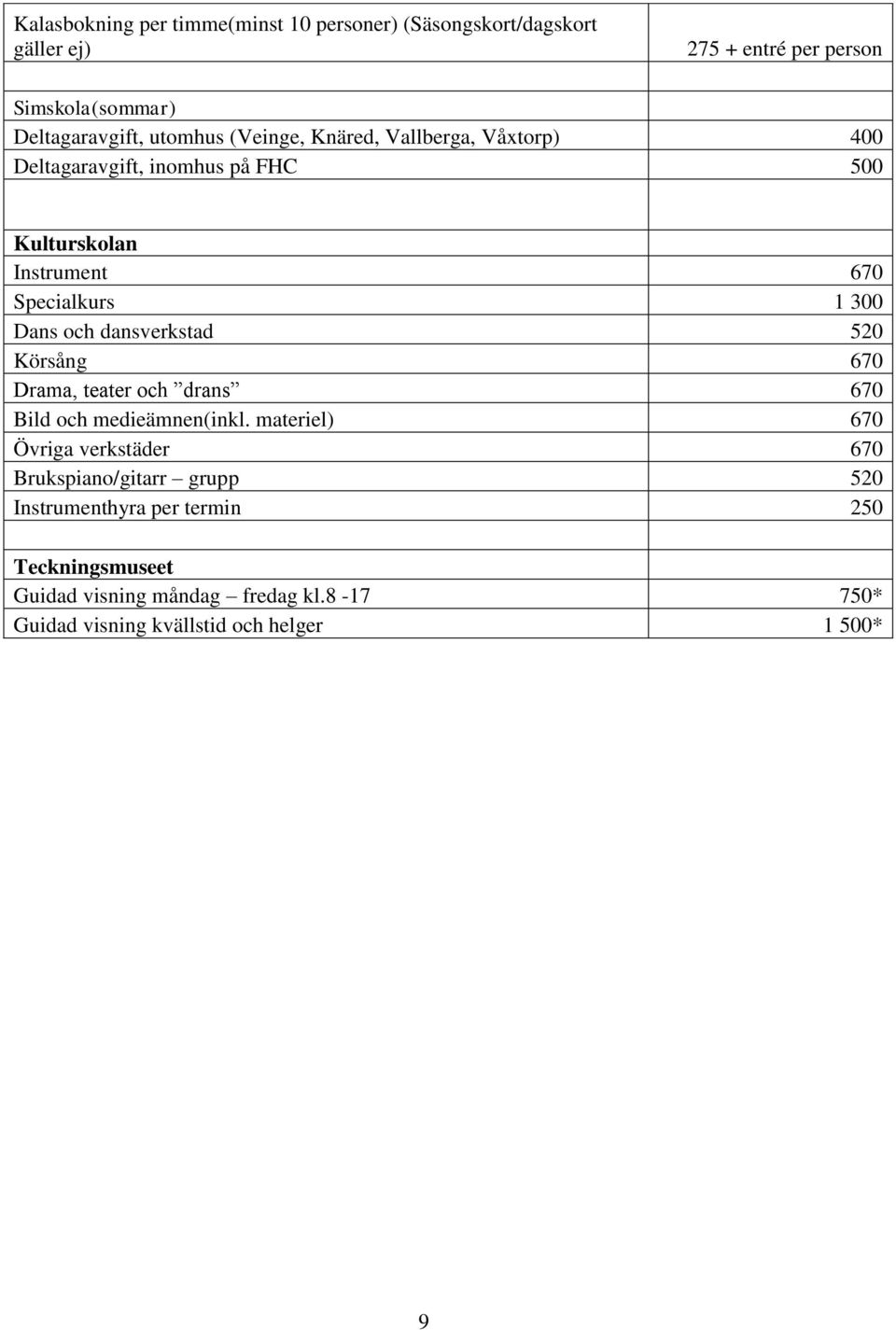 och dansverkstad 520 Körsång 670 Drama, teater och drans 670 Bild och medieämnen(inkl.