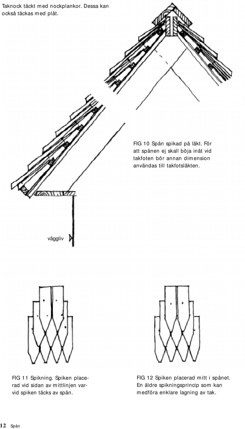 väggliv FIG 11 Spikning. Spiken placerad vid sidan av mittlinjen varvid spiken täcks av spån.