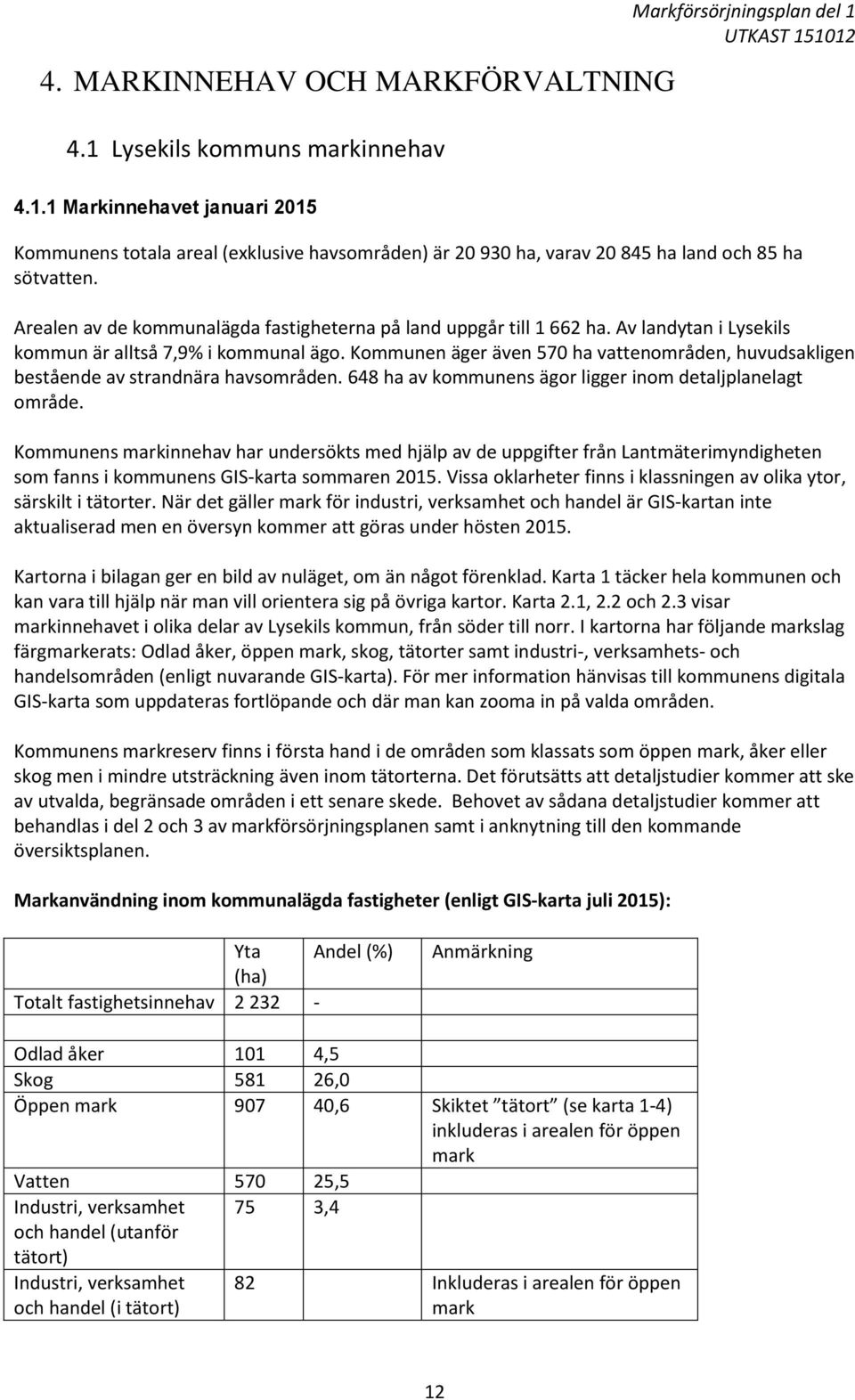 Kommunen äger även 570 ha vattenområden, huvudsakligen bestående av strandnära havsområden. 648 ha av kommunens ägor ligger inom detaljplanelagt område.