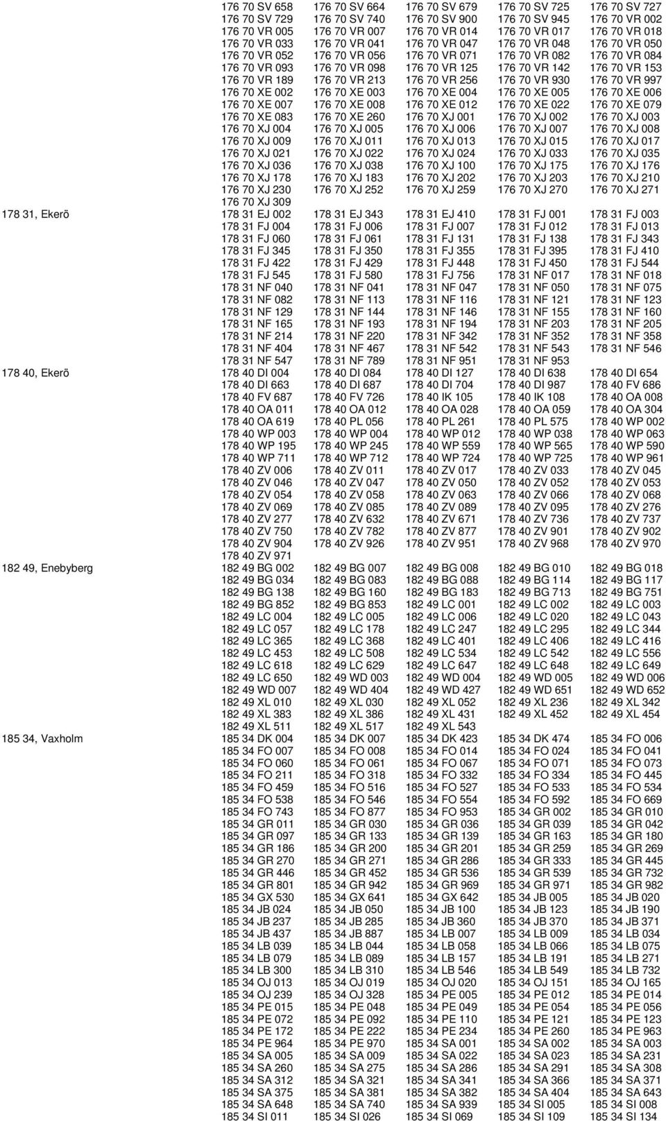 VR 142 176 70 VR 153 176 70 VR 189 176 70 VR 213 176 70 VR 256 176 70 VR 930 176 70 VR 997 176 70 XE 002 176 70 XE 003 176 70 XE 004 176 70 XE 005 176 70 XE 006 176 70 XE 007 176 70 XE 008 176 70 XE