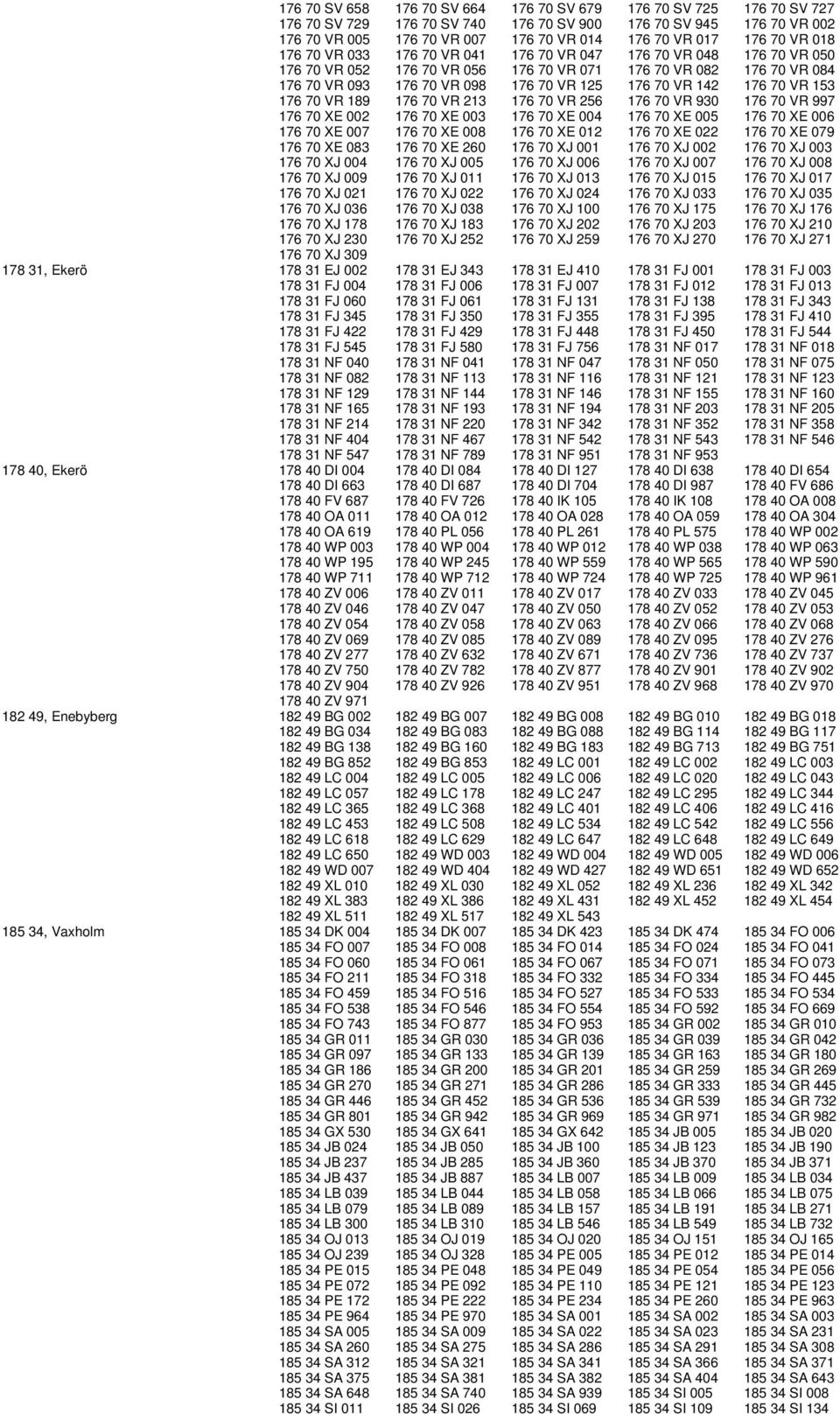 VR 142 176 70 VR 153 176 70 VR 189 176 70 VR 213 176 70 VR 256 176 70 VR 930 176 70 VR 997 176 70 XE 002 176 70 XE 003 176 70 XE 004 176 70 XE 005 176 70 XE 006 176 70 XE 007 176 70 XE 008 176 70 XE