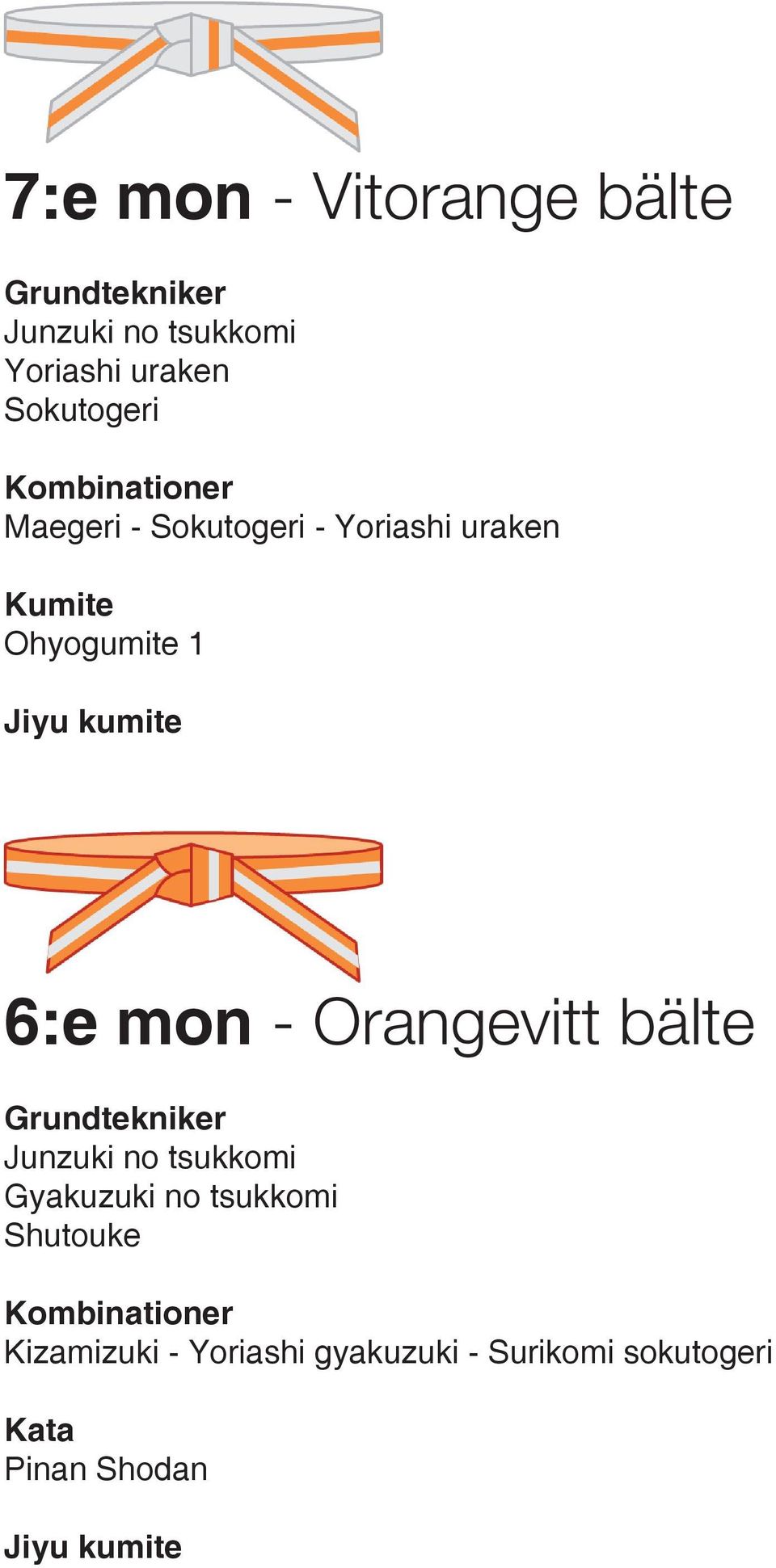 mon - Orangevitt bälte Junzuki no tsukkomi Gyakuzuki no tsukkomi