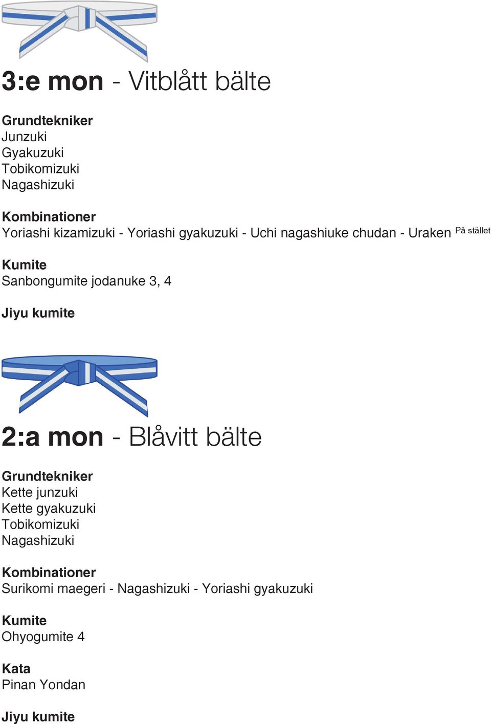 Sanbongumite jodanuke 3, 4 2:a mon - Blåvitt bälte Kette junzuki Kette gyakuzuki