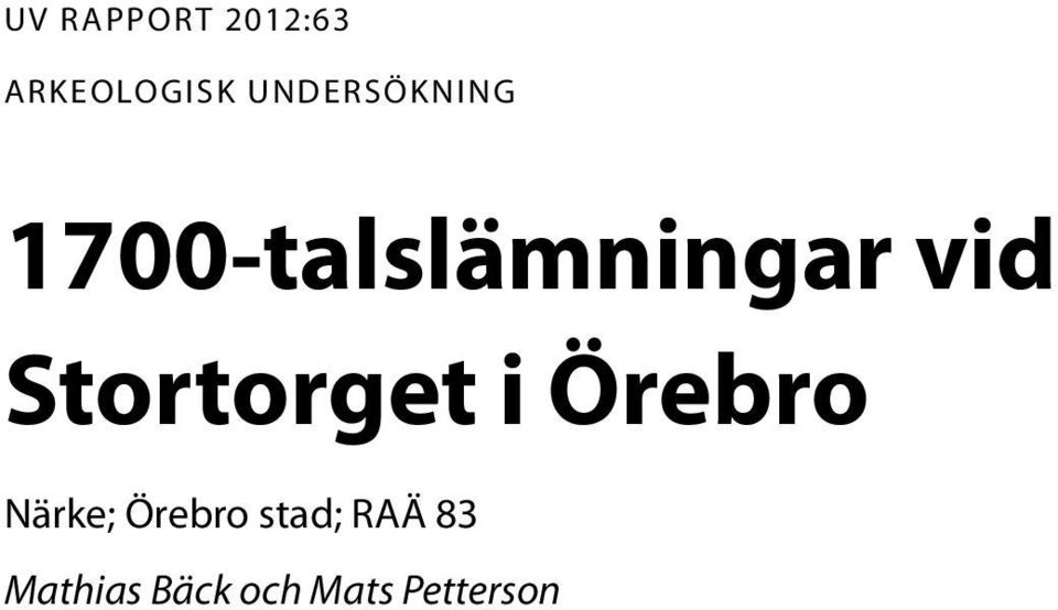 Stortorget i Örebro Närke; Örebro