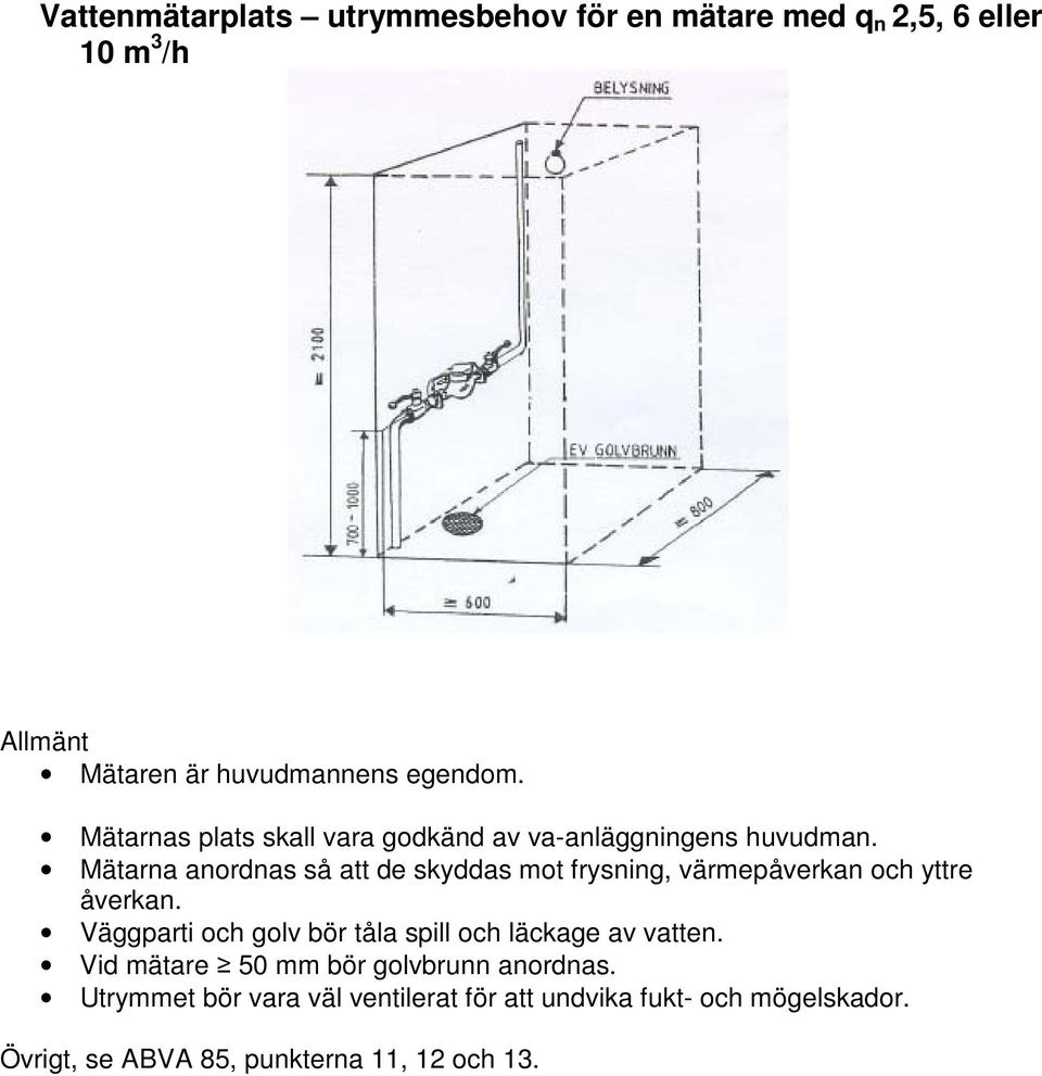 Mätarna anordnas så att de skyddas mot frysning, värmepåverkan och yttre åverkan.