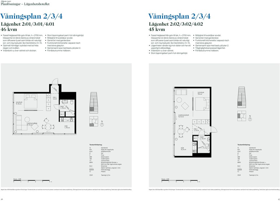 Vidsträckt vy över vattnet och dockan. Stort öppningsbart parti i full våningshöjd. eneröst med garderober. unktionell kitchenette i separat nisch med stora glasytor. emensamt spa med bastu på plan 2.